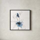 Blue Fantasy VI by Chris Paschke. Shown in a sleek black glass frame for a contemporary gallery look. Available as an archival giclee rolled canvas, fine art paper, or poster print. SKU 88353a.