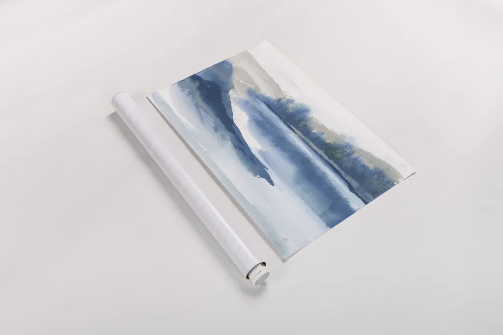 Blue Fog I by Chris Paschke. shown as a rolled paper print. Available as archival giclee rolled canvas, fine art paper, or poster print. SKU 83105i.