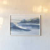 Blue Fog I by Chris Paschke. shown as a paper print in a white frame. Available as a archival giclee rolled canvas, fine art paper, or poster print. SKU 83105i.