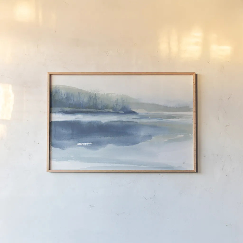 Blue Fog II by Chris Paschke. shown as a paper print in a natural frame. Available as a archival giclee rolled canvas, fine art paper, or poster print. SKU 83106i.