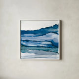 Blue Grayscape III by Chris Paschke. Shown in a crisp white glass frame for a clean and minimalist style. Available as an archival giclee rolled canvas, fine art paper, or poster print. SKU 68785a.