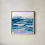Blue Grayscape IV by Chris Paschke. Shown in a natural wood glass frame for a timeless modern aesthetic. Available as an archival giclee rolled canvas, fine art paper, or poster print. SKU 68786a.