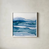 Blue Grayscape IV by Chris Paschke. Shown in a crisp white glass frame for a clean and minimalist style. Available as an archival giclee rolled canvas, fine art paper, or poster print. SKU 68786a.