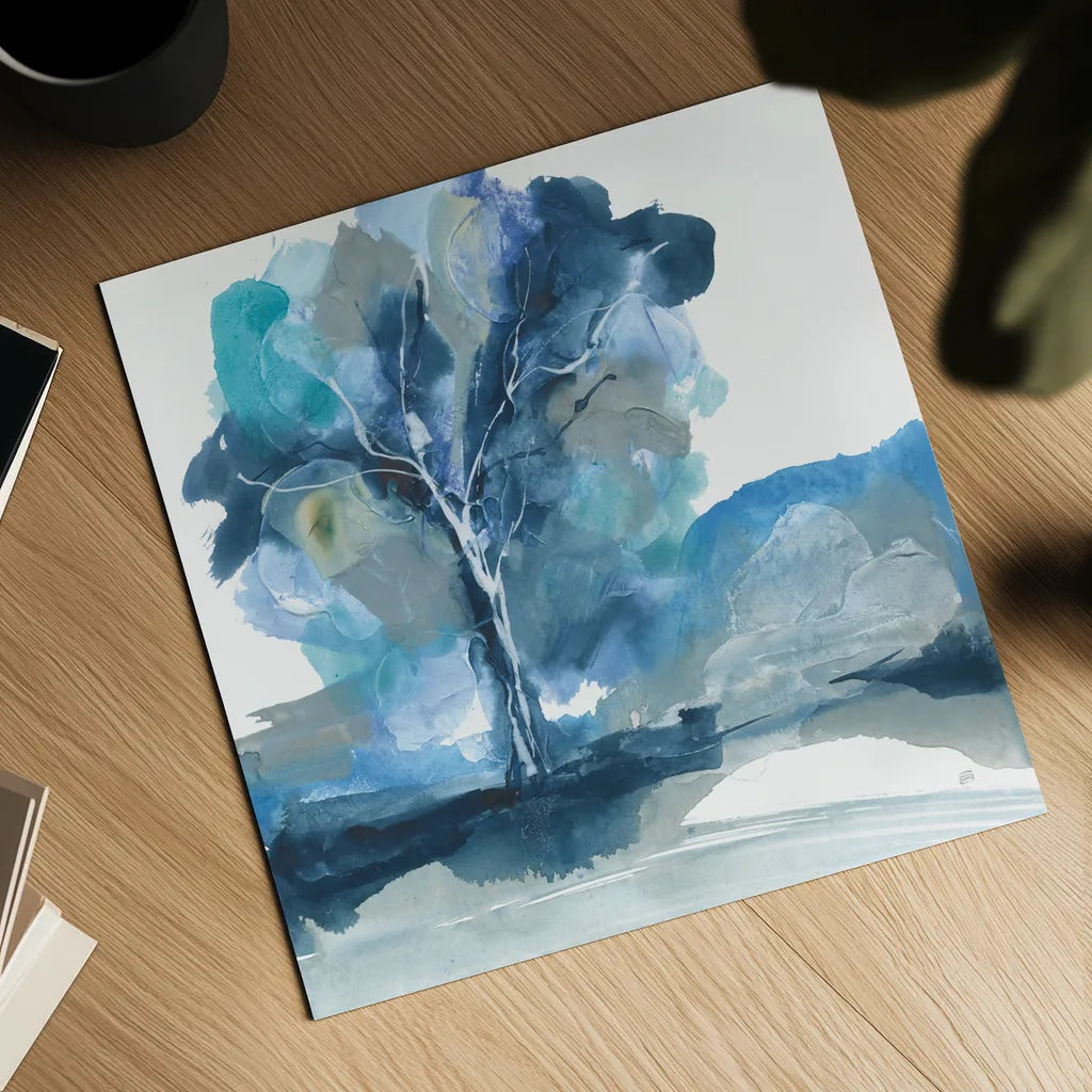 Blue Impasto II by Chris Paschke. Shown as a detailed flat fine art print, highlighting archival giclee quality. Available as an archival giclee rolled canvas, fine art paper, or poster print. SKU 83108a.