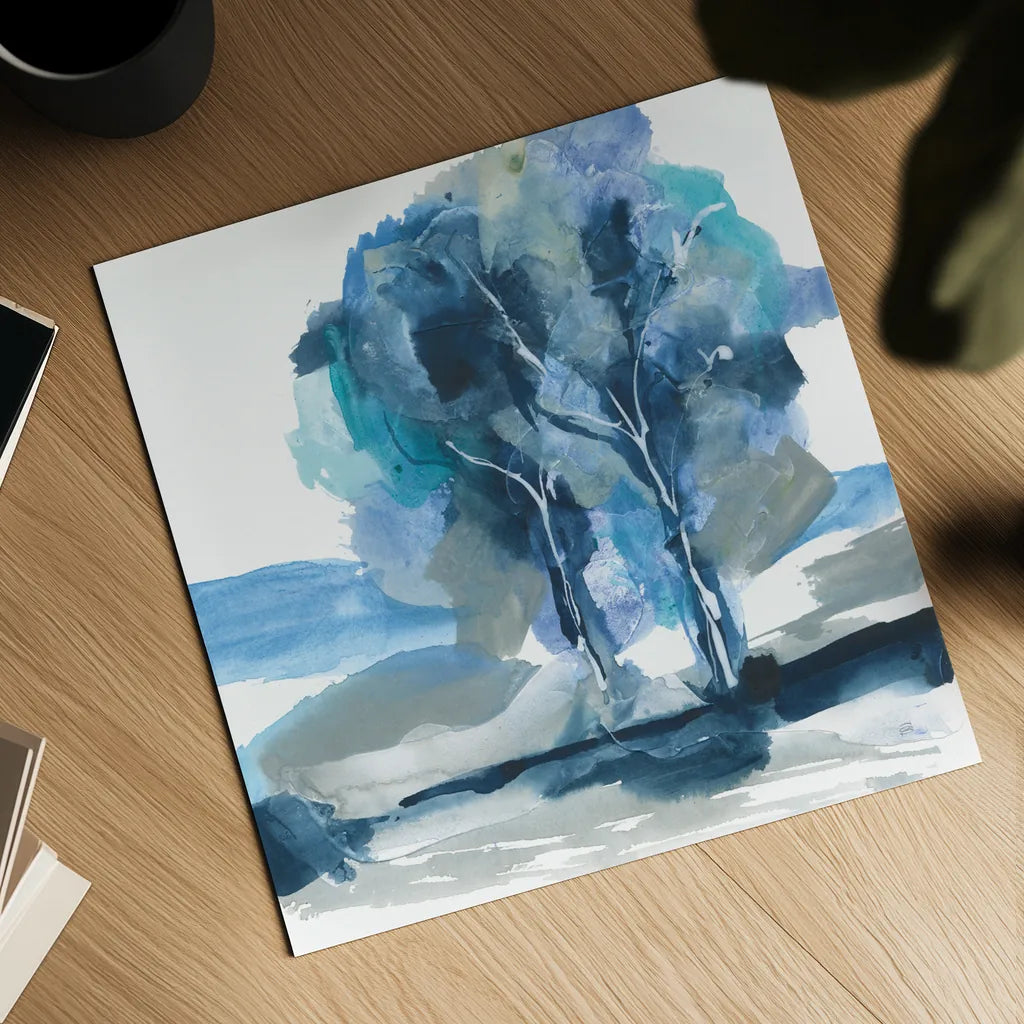 Blue Impasto III by Chris Paschke. Shown as a detailed flat fine art print, highlighting archival giclee quality. Available as an archival giclee rolled canvas, fine art paper, or poster print. SKU 83109a.