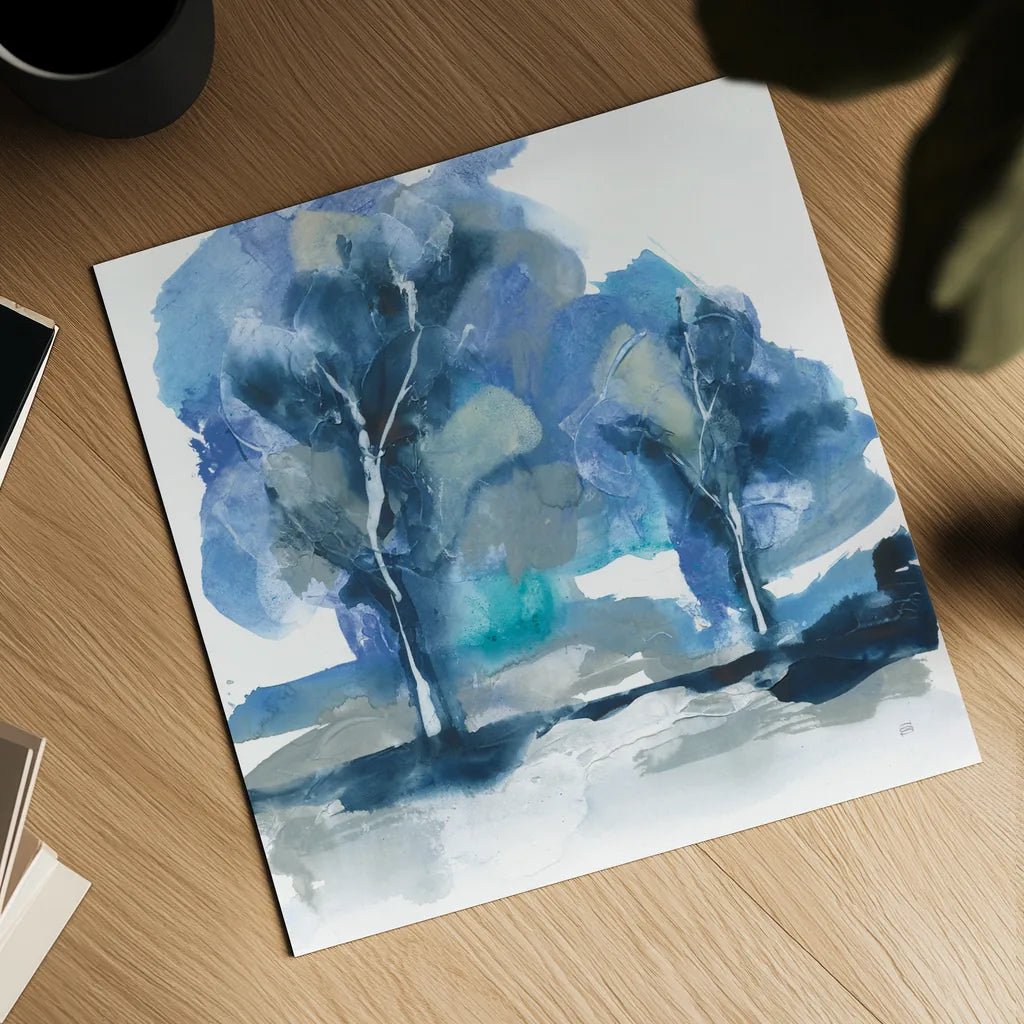 Blue Impasto IV by Chris Paschke. Shown as a detailed flat fine art print, highlighting archival giclee quality. Available as an archival giclee rolled canvas, fine art paper, or poster print. SKU 83110a.