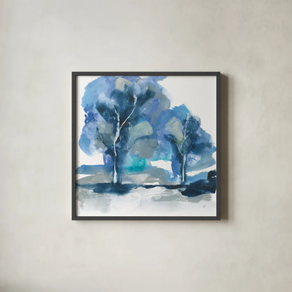 Blue Impasto IV by Chris Paschke. Shown in a sleek black glass frame for a contemporary gallery look. Available as an archival giclee rolled canvas, fine art paper, or poster print. SKU 83110a.