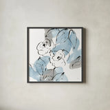 Blue Neutrals I by Chris Paschke. Shown in a sleek black glass frame for a contemporary gallery look. Available as an archival giclee rolled canvas, fine art paper, or poster print. SKU 70649a.