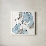 Blue Neutrals I by Chris Paschke. Shown in a crisp white glass frame for a clean and minimalist style. Available as an archival giclee rolled canvas, fine art paper, or poster print. SKU 70649a.