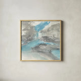 Blue Tones II by Chris Paschke. Shown in a natural wood glass frame for a timeless modern aesthetic. Available as an archival giclee rolled canvas, fine art paper, or poster print. SKU 35268a.