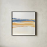 Blue and Orange II by Chris Paschke. Shown in a sleek black glass frame for a contemporary gallery look. Available as an archival giclee rolled canvas, fine art paper, or poster print. SKU 74462a.