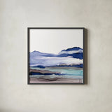 Bluescape I by Chris Paschke. Shown in a sleek black glass frame for a contemporary gallery look. Available as an archival giclee rolled canvas, fine art paper, or poster print. SKU 66745a.
