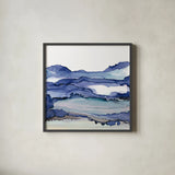 Bluescape II by Chris Paschke. Shown in a sleek black glass frame for a contemporary gallery look. Available as an archival giclee rolled canvas, fine art paper, or poster print. SKU 66746a.