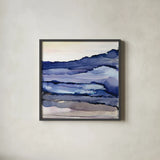Bluescape III by Chris Paschke. Shown in a sleek black glass frame for a contemporary gallery look. Available as an archival giclee rolled canvas, fine art paper, or poster print. SKU 66747a.