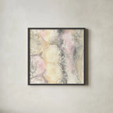 Blush Circles I by Chris Paschke. Shown in a sleek black glass frame for a contemporary gallery look. Available as an archival giclee rolled canvas, fine art paper, or poster print. SKU 35261a.