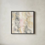 Blush Circles II by Chris Paschke. Shown in a sleek black glass frame for a contemporary gallery look. Available as an archival giclee rolled canvas, fine art paper, or poster print. SKU 35262a.