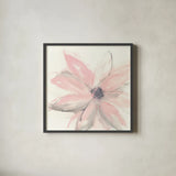 Blush Clematis I by Chris Paschke. Shown in a sleek black glass frame for a contemporary gallery look. Available as an archival giclee rolled canvas, fine art paper, or poster print. SKU 33992a.