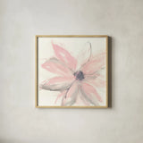 Blush Clematis I by Chris Paschke. Shown in a natural wood glass frame for a timeless modern aesthetic. Available as an archival giclee rolled canvas, fine art paper, or poster print. SKU 33992a.