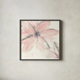 Blush Clematis II by Chris Paschke. Shown in a sleek black glass frame for a contemporary gallery look. Available as an archival giclee rolled canvas, fine art paper, or poster print. SKU 33993a.