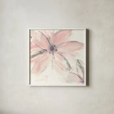 Blush Clematis II by Chris Paschke. Shown in a crisp white glass frame for a clean and minimalist style. Available as an archival giclee rolled canvas, fine art paper, or poster print. SKU 33993a.
