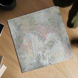 Blush Horses I by Chris Paschke. Shown as a detailed flat fine art print, highlighting archival giclee quality. Available as an archival giclee rolled canvas, fine art paper, or poster print. SKU 37175a.