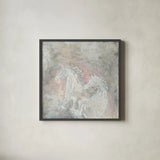 Blush Horses I by Chris Paschke. Shown in a sleek black glass frame for a contemporary gallery look. Available as an archival giclee rolled canvas, fine art paper, or poster print. SKU 37175a.