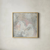 Blush Horses I by Chris Paschke. Shown in a natural wood glass frame for a timeless modern aesthetic. Available as an archival giclee rolled canvas, fine art paper, or poster print. SKU 37175a.