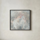 Blush Horses II by Chris Paschke. Shown in a sleek black glass frame for a contemporary gallery look. Available as an archival giclee rolled canvas, fine art paper, or poster print. SKU 37176a.