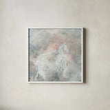 Blush Horses II by Chris Paschke. Shown in a crisp white glass frame for a clean and minimalist style. Available as an archival giclee rolled canvas, fine art paper, or poster print. SKU 37176a.