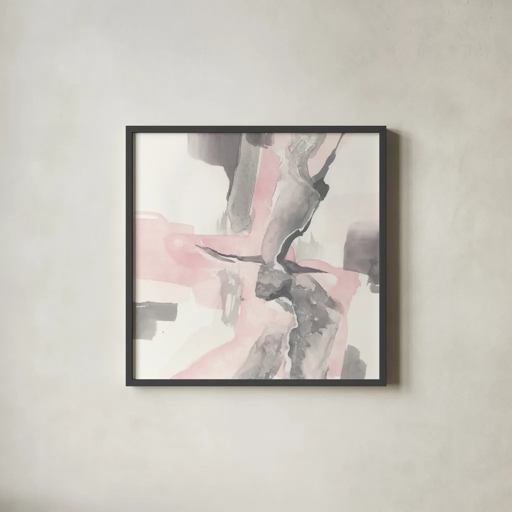 Blushing Grey I by Chris Paschke. Shown in a sleek black glass frame for a contemporary gallery look. Available as an archival giclee rolled canvas, fine art paper, or poster print. SKU 49053a.