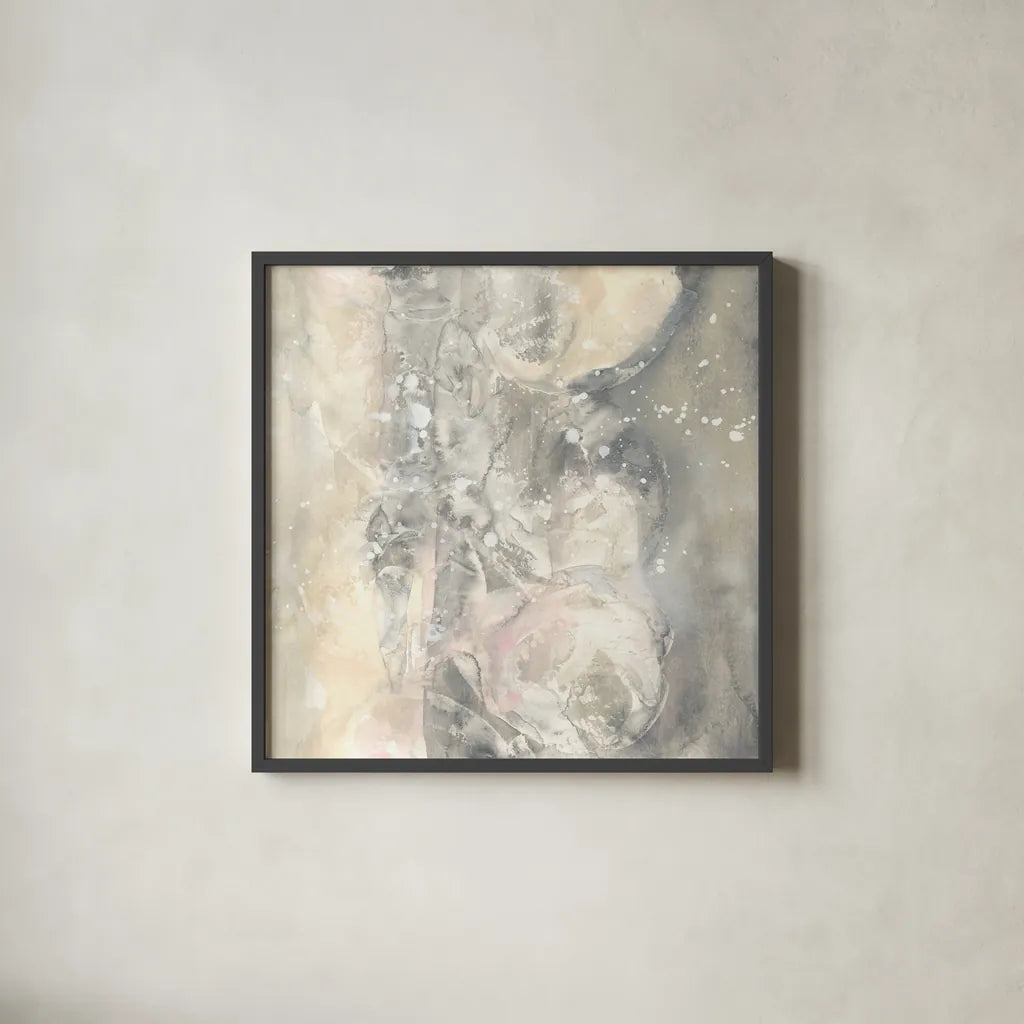 Blushing Snowflakes I v2 by Chris Paschke. Shown in a sleek black glass frame for a contemporary gallery look. Available as an archival giclee rolled canvas, fine art paper, or poster print. SKU 44862a.