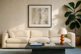 Blushing Snowflakes II by Chris Paschke. Displayed in a glass frame with matte in a clean modern living room. Available as an archival giclee rolled canvas, fine art paper, or poster print. SKU 35264a.