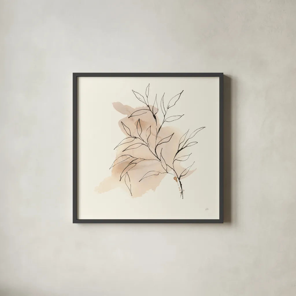 Boho Botanical IV by Chris Paschke. Shown in a sleek black glass frame for a contemporary gallery look. Available as an archival giclee rolled canvas, fine art paper, or poster print. SKU 89521a.