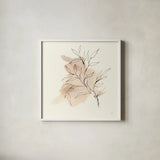 Boho Botanical IV by Chris Paschke. Shown in a crisp white glass frame for a clean and minimalist style. Available as an archival giclee rolled canvas, fine art paper, or poster print. SKU 89521a.
