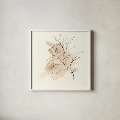 Boho Botanical IV by Chris Paschke. Shown in a crisp white glass frame for a clean and minimalist style. Available as an archival giclee rolled canvas, fine art paper, or poster print. SKU 89521a.