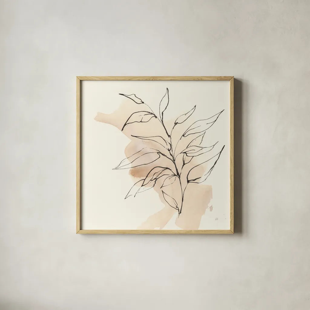 Boho Botanical V by Chris Paschke. Shown in a natural wood glass frame for a timeless modern aesthetic. Available as an archival giclee rolled canvas, fine art paper, or poster print. SKU 89522a.