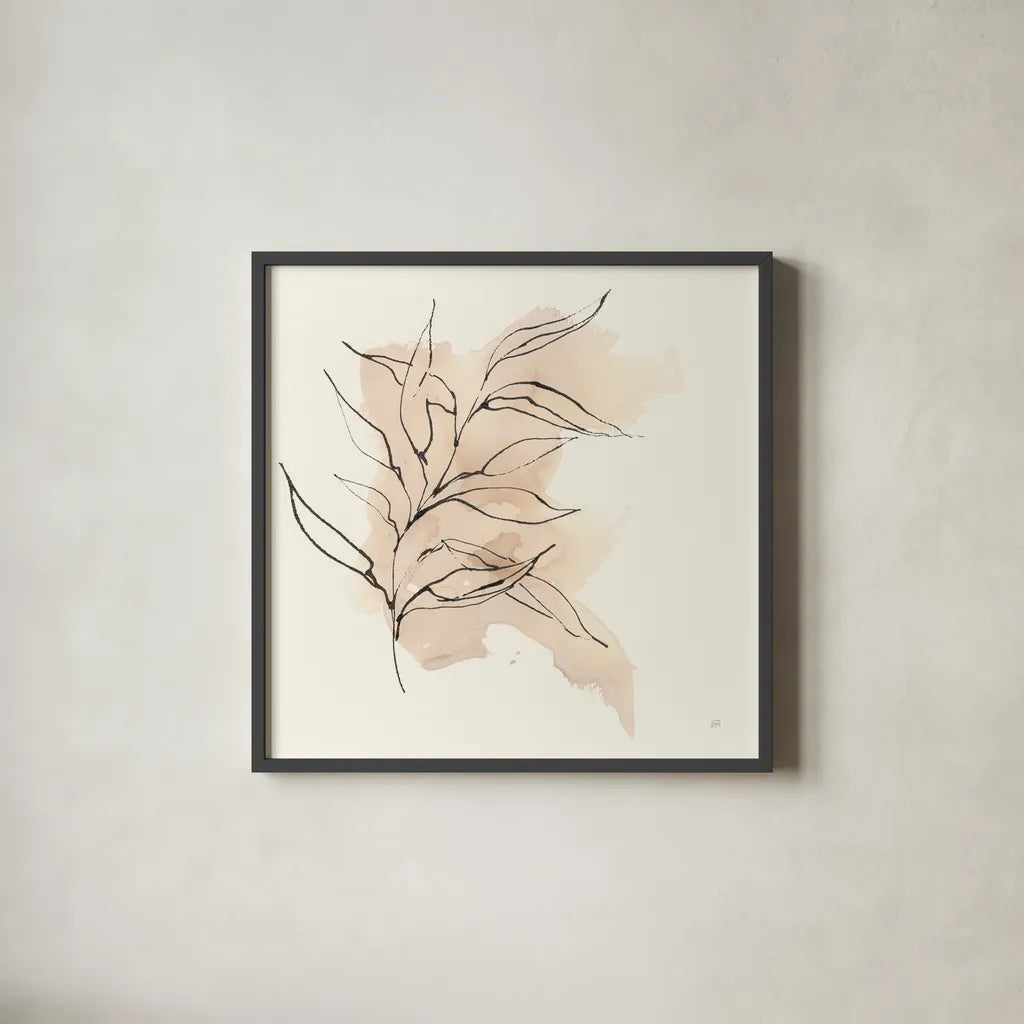 Boho Botanical VI by Chris Paschke. Shown in a sleek black glass frame for a contemporary gallery look. Available as an archival giclee rolled canvas, fine art paper, or poster print. SKU 89523a.