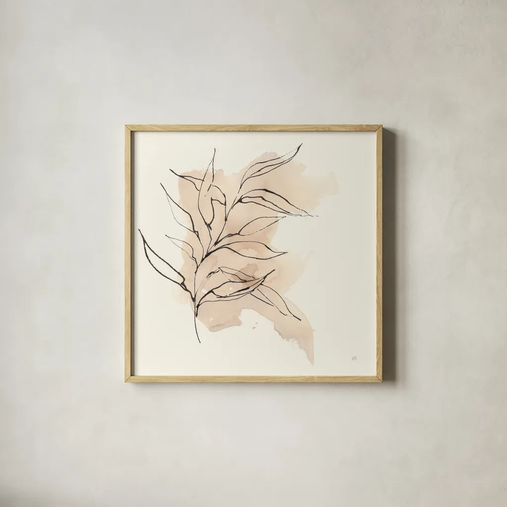 Boho Botanical VI by Chris Paschke. Shown in a natural wood glass frame for a timeless modern aesthetic. Available as an archival giclee rolled canvas, fine art paper, or poster print. SKU 89523a.