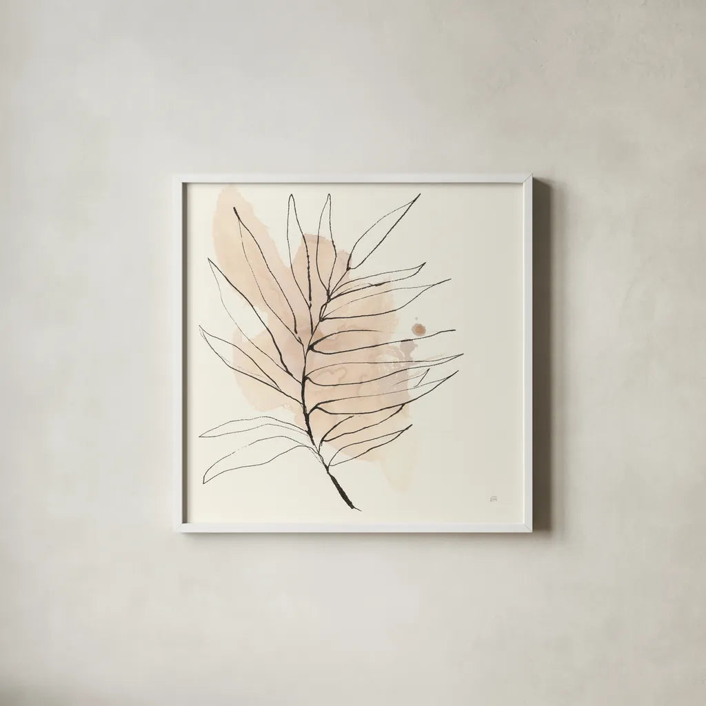 Boho Botanical VII by Chris Paschke. Shown in a crisp white glass frame for a clean and minimalist style. Available as an archival giclee rolled canvas, fine art paper, or poster print. SKU 89524a.