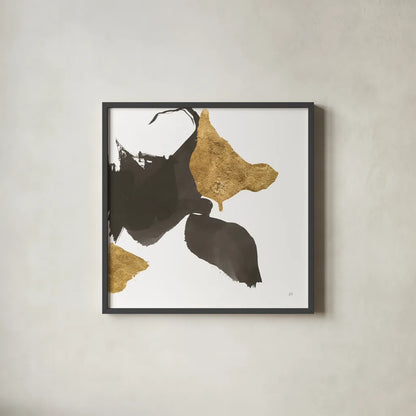 Bold Gold IV by Chris Paschke. Shown in a sleek black glass frame for a contemporary gallery look. Available as an archival giclee rolled canvas, fine art paper, or poster print. SKU 86814a.
