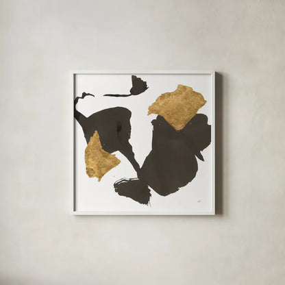 Bold Gold VII by Chris Paschke. Shown in a crisp white glass frame for a clean and minimalist style. Available as an archival giclee rolled canvas, fine art paper, or poster print. SKU 86817a.