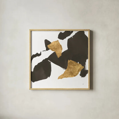 Bold Gold VIII by Chris Paschke. Shown in a natural wood glass frame for a timeless modern aesthetic. Available as an archival giclee rolled canvas, fine art paper, or poster print. SKU 86818a.