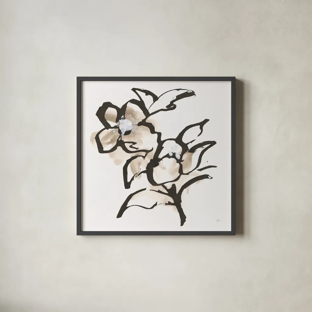 Bold Greige I by Chris Paschke. Shown in a sleek black glass frame for a contemporary gallery look. Available as an archival giclee rolled canvas, fine art paper, or poster print. SKU 92773a.