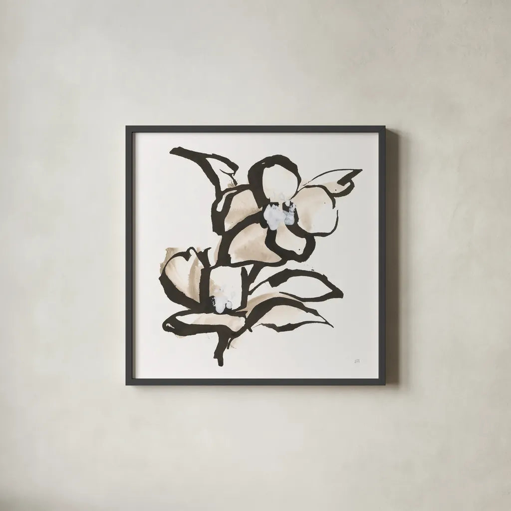 Bold Greige II by Chris Paschke. Shown in a sleek black glass frame for a contemporary gallery look. Available as an archival giclee rolled canvas, fine art paper, or poster print. SKU 92774a.