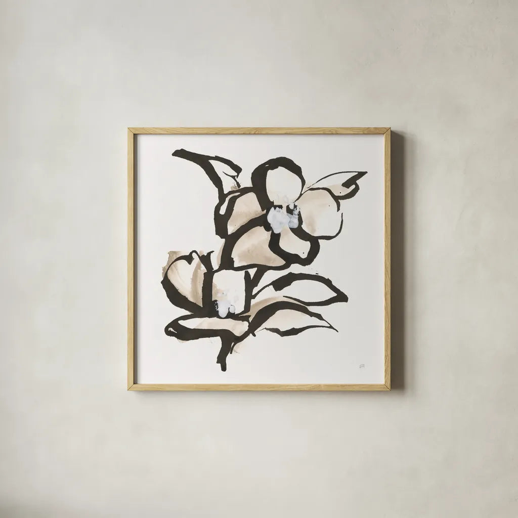 Bold Greige II by Chris Paschke. Shown in a natural wood glass frame for a timeless modern aesthetic. Available as an archival giclee rolled canvas, fine art paper, or poster print. SKU 92774a.