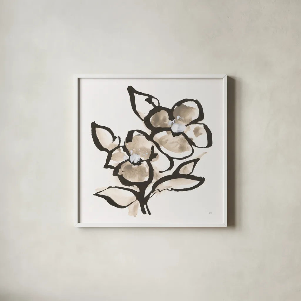 Bold Greige III by Chris Paschke. Shown in a crisp white glass frame for a clean and minimalist style. Available as an archival giclee rolled canvas, fine art paper, or poster print. SKU 92775a.