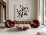 Bold Greige III by Chris Paschke. Shown as extra-large giant wall art in a modern living room. Available as an archival giclee rolled canvas, fine art paper, or poster print. SKU 92775a.