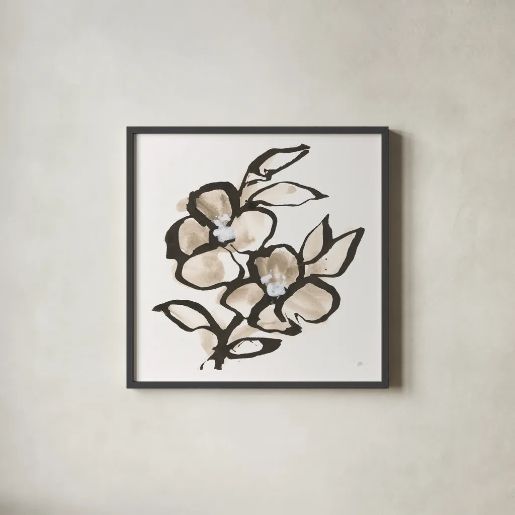 Bold Greige IV by Chris Paschke. Shown in a sleek black glass frame for a contemporary gallery look. Available as an archival giclee rolled canvas, fine art paper, or poster print. SKU 92776a.