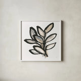 Bold Leaves I by Chris Paschke. Shown in a crisp white glass frame for a clean and minimalist style. Available as an archival giclee rolled canvas, fine art paper, or poster print. SKU 92777a.