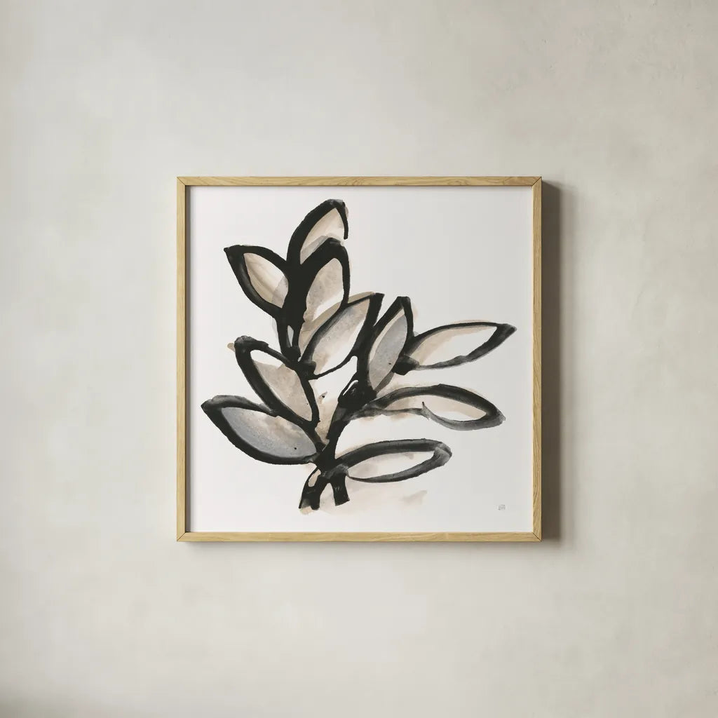 Bold Leaves II by Chris Paschke. Shown in a natural wood glass frame for a timeless modern aesthetic. Available as an archival giclee rolled canvas, fine art paper, or poster print. SKU 92778a.